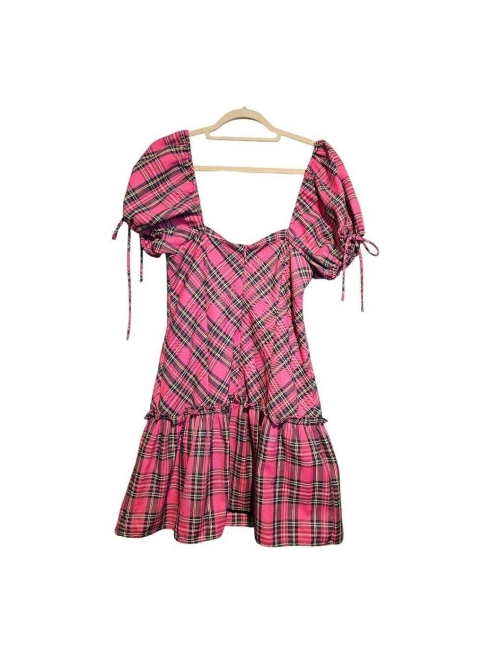 AMANDA UPRICHARD Pink Plaid Mini Dress M - Picture 2 of 7
